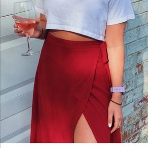 Red wrap skirt